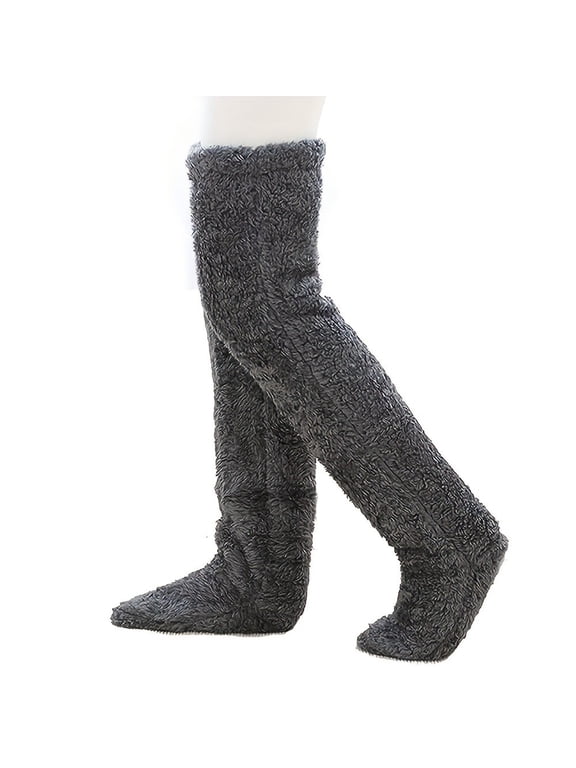 1 Pair Cozy Socks Fuzzy Leg Warmers Over Knee Sleep Socks Plush Long Slipper Stockings