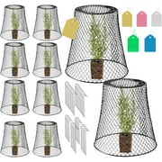 COSTYLE 10 Pieces Chicken Wire Cloches Plant Cover, Sturdy Garden Wire Cloche Plant Protector, Metal Protective Cage for Garden Plants, Vegetables, Strawberries and Seedlings,Black 9.25 9inch