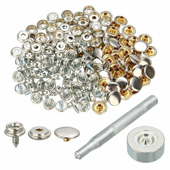 COSTYLE 150 PCS Canvas Snap Kit with 2 Pcs Setting Tool, Marine Grade Stainless Steel Socket Canvas Snap Button Fastener Kit