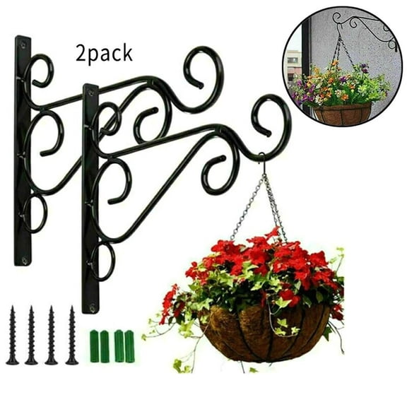 COSTYLE 2 Pack Hanging Brackets Wall Hooks with Screws for Plant Flower Pot Bird Feeder Lanterns