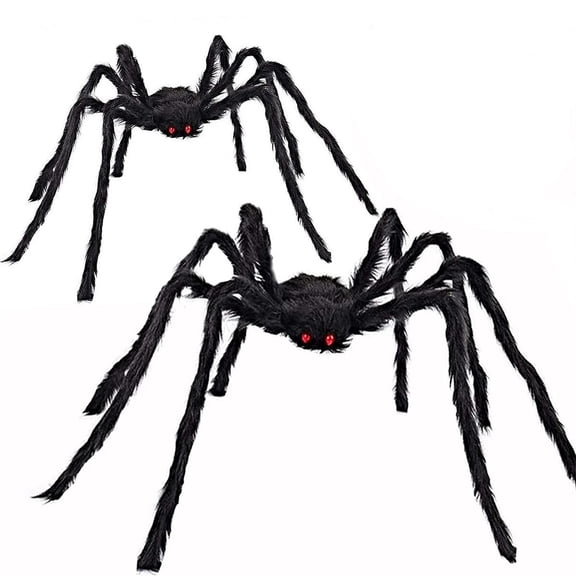 COSTYLE 2PCS 59" Scary Giant Spiders, Halloween Decorations Outdoor Party Large Haunted House Yard Lawn Decoration Props, Black
