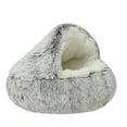 thumbnail image 1 of COSTYLE Cat Bed Round Plush Fluffy Hooded Calming Cat Bed Cave Warming Pet Dog Bed, 1 of 5