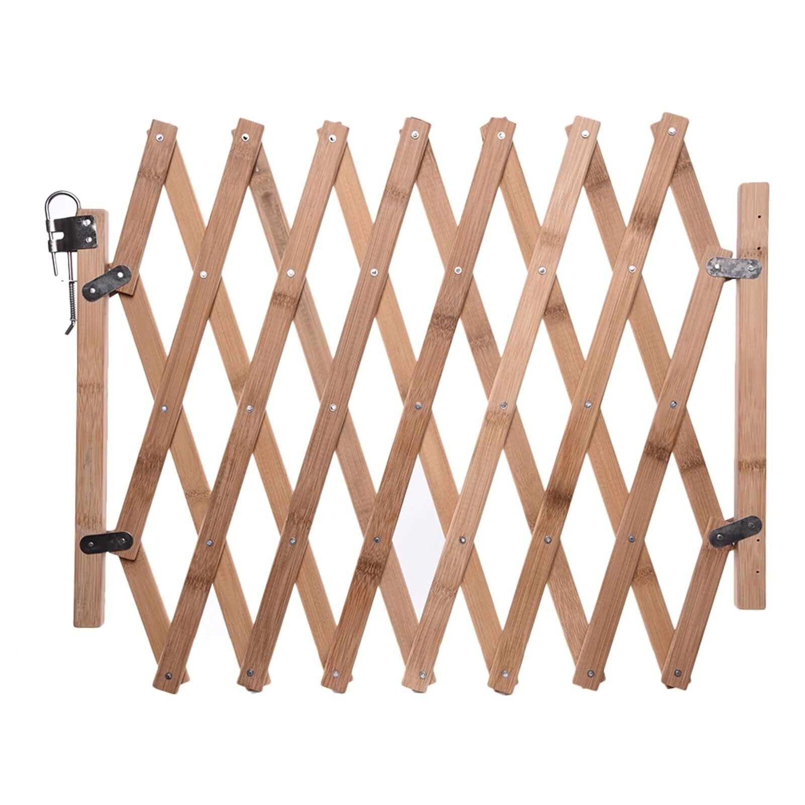 COSTYLE Expandable Accordion Dog Gate Wooden Dog Fence Pet Gate Safety Protection Doorways