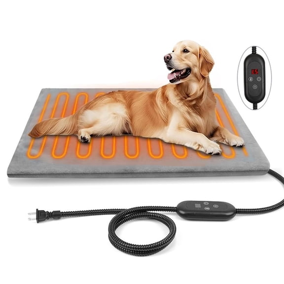 COSTYLE Heating Pad for Cat Dog Pets Electric Heated Mat with Chew Resistant Cord, Timer and Adjustable Temperature Pet Bed Warmer