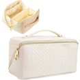 thumbnail image 1 of COSTYLE Travel Makeup Bag, Large Capacity Cosmetic Organizer for Women, Portable Pouch Open Flat Toiletry Bag, White, 1 of 5