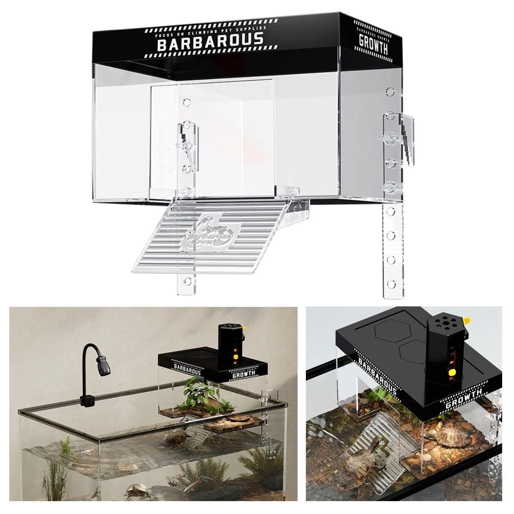 COSTYLE Turtle Basking Platform with Heat Lamp Non-Slip Ramp & Easy-Climb Design, Large