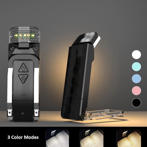 COSTYLE USB Rechargeable Book Light for Reading in Bed, Portable Clip-on LED Reading Light, 3 Amber Colors & 5 Brightness Dimmable