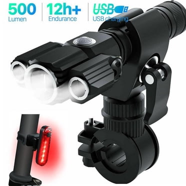 USB Rechargeable Bike Light Set - Bright Front Headlight & Taillight With 4 Modes For Night Cycling