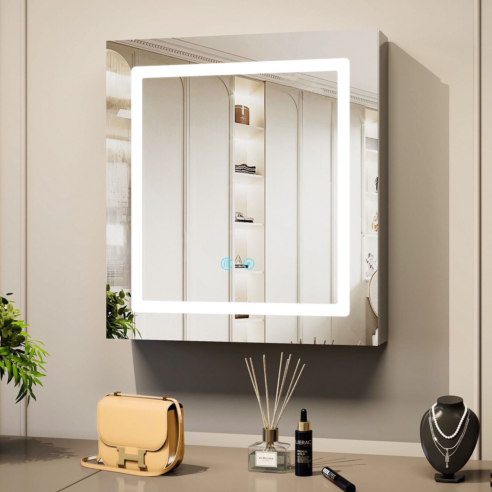 COSVALVE 24x26 Silver Mirrored Medicine Cabinet Cabinet for Bathroom ...