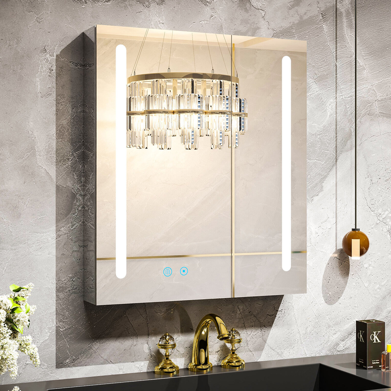 COSVALVE 26x30 Silver Mirrored Medicine Cabinet for Bathroom Recessed ...