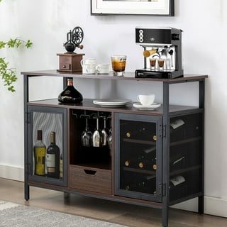 Cozy Eagle Industrial Wine Bar Table, Coffee Bar Cabinet with Storage