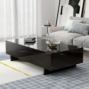 COSVALVE 42.5" Rectangular High Gloss Black Marble Coffee Table