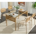 thumbnail image 1 of COSVALVE 5 Piece Boho Dining Table and 4 Chairs, Tempered Glass Table with Rattan Decor, Upholstered Cane Dining Chair with Rattan Back, Metal Legs, 1 of 9