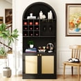 thumbnail image 1 of COSVALVE 71" Farmhouse Coffee Wine Bar Cabinet Liquor Cabinet Wine Glasses Rack Buffet Sideboard for Kitchen,Home Dining Room(Black), 1 of 13