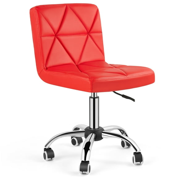 COSVALVE Armless Desk Chair Low Back Swivel Barber Chair Office Task Computer (Red)