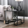 thumbnail image 1 of COSVALVE Black Square Side End Table Nightstand with Glass Top, Shelf, 1 of 7