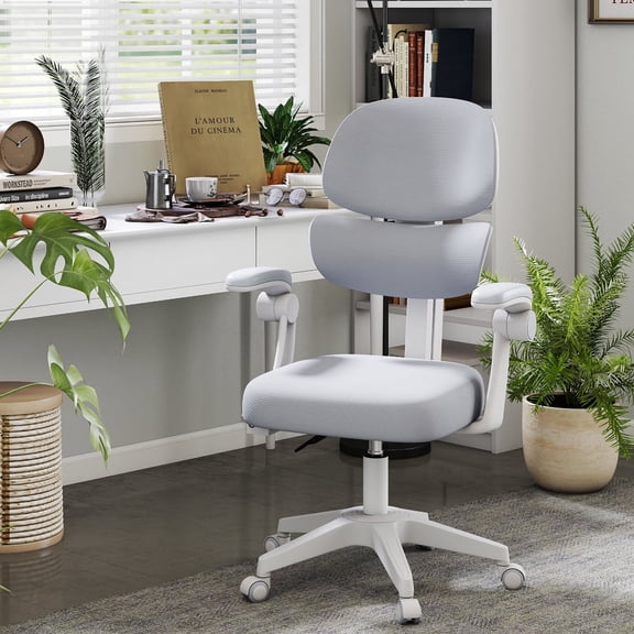COSVALVE Ergonomic Height Adjustable Kids Study Desk Chair Back-Following,Sit-Locking Boys Girls Students Computer Chair with 360°Casters(Gray)