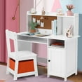 thumbnail image 1 of COSVALVE Kid's Study Desk and Chair for Children with Storage Bins, Bookshelf Organizer, Cork Bulletion Board (White), 1 of 8