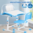 thumbnail image 1 of COSVALVE Kids Study Desk and Chair Set Height Adjustable Children Furniture with Tiltable Desktop,Lamp,Pull-Out Drawer,Bookstand for Boys Girls(Blue), 1 of 18