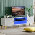 thumbnail image 1 of COSVALVE LED TV Stand for 60/65/70 inch TVs, Modern Entertainment Center with Storage Cabinet, TV Console Table with Open Shelf for Living Room, Bedroom, Game Room(Marble White), 1 of 8