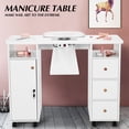 thumbnail image 1 of COSVALVE Manicure Table Nail Desk Salon Beauty Workstation with Electric Dust Collector,Wrist Cushion,Lockable Wheels,Drawers(White), 1 of 12