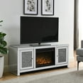"COSVALVE Modern Mirrored Fireplace TV Stand, Silver with 2