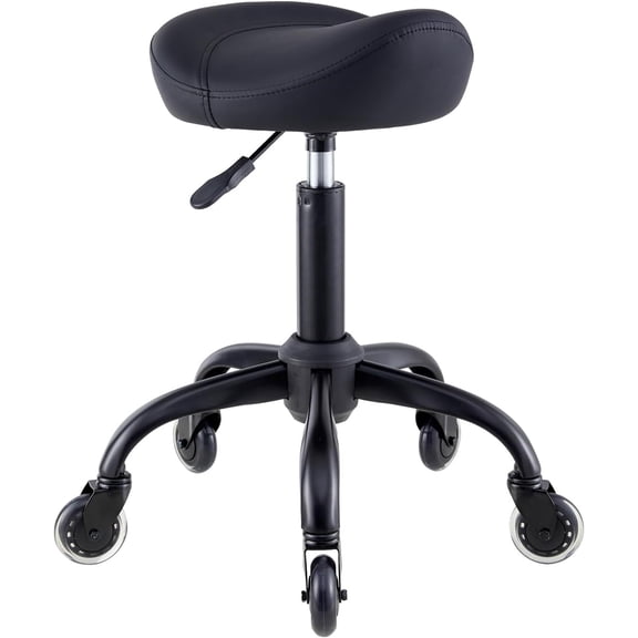COSVALVE Salon Rolling Stool with Wheels,Height Adjustable Hydraulic Hairdresser Stool,Saddle 360°Swivel Stylist Cutting Work Chair for Hair Salon,Barbershop,Tattoo & Spa(Black)