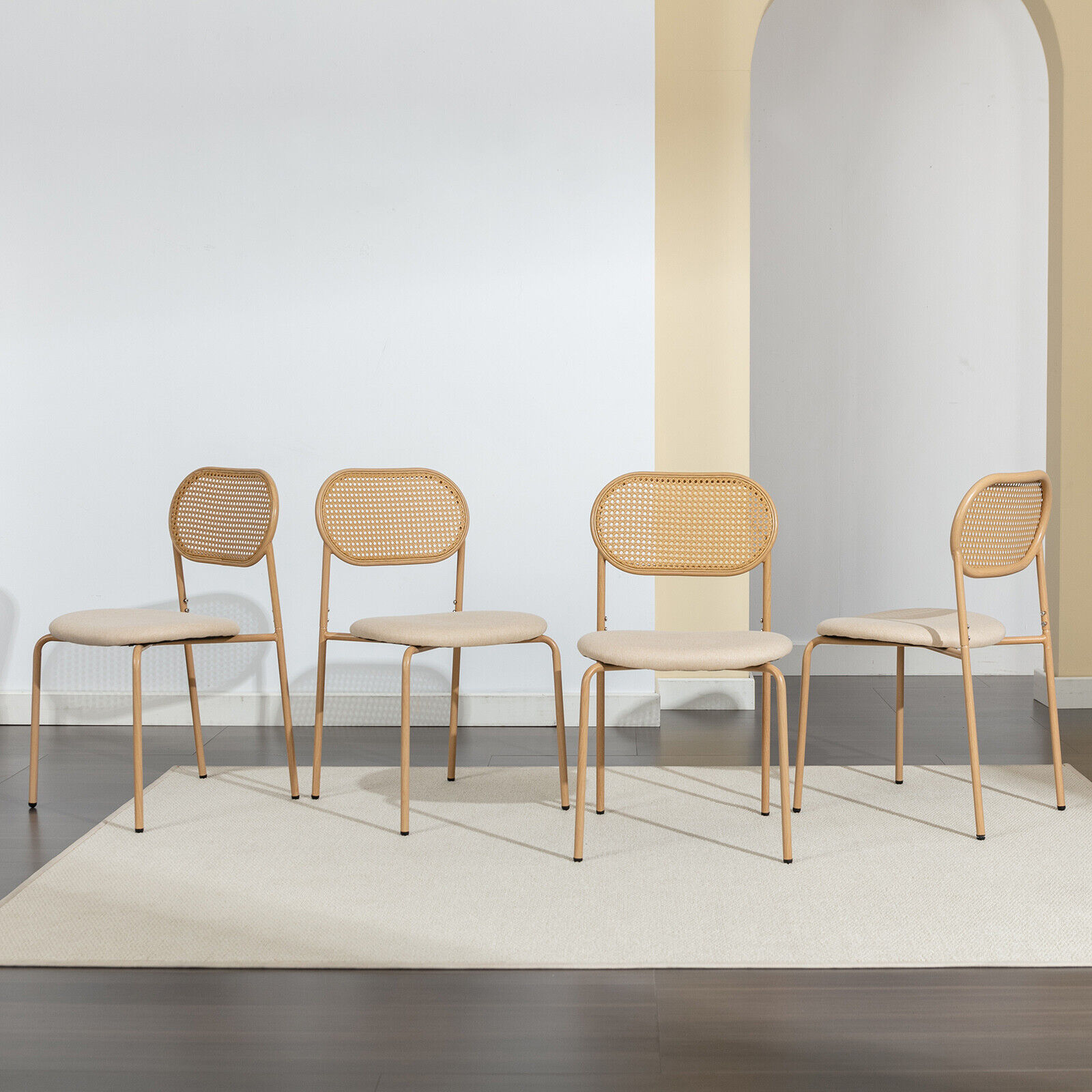 COSVALVE 5 Piece Boho Dining Table and 4 Chairs, Tempered Glass Table ...