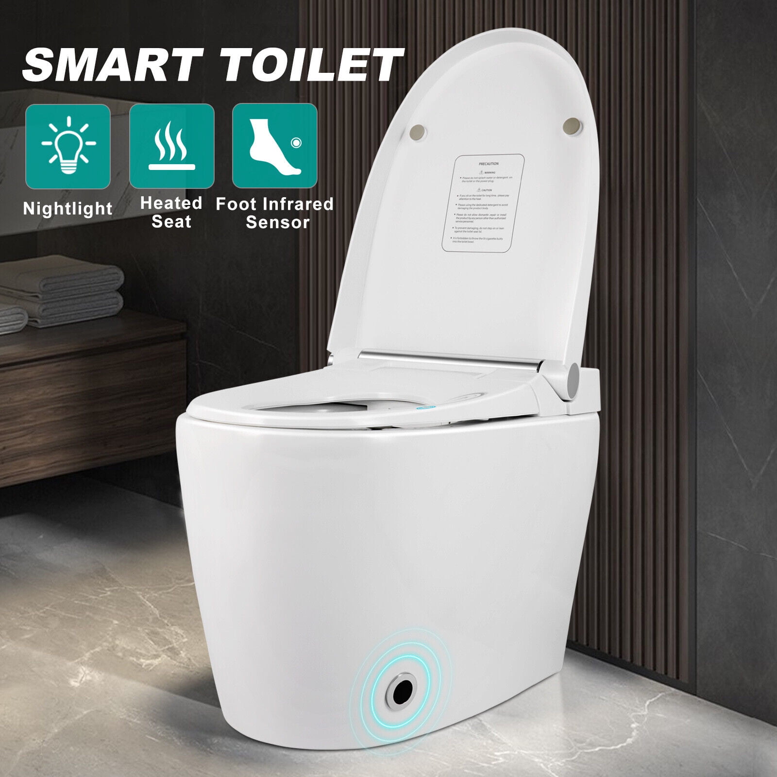 COSVALVE Smart One Piece Toilet Heated Seat Automatic Flush Tankless Toilet without Bidet Foot