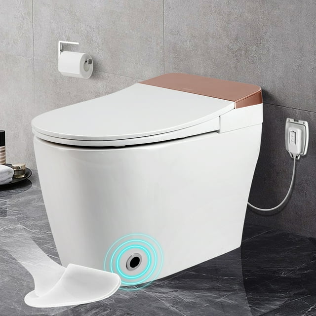 COSVALVE Electric Smart Toilet Heated Seat, Foot Kick, Auto Flush, Tankless, Night Light
