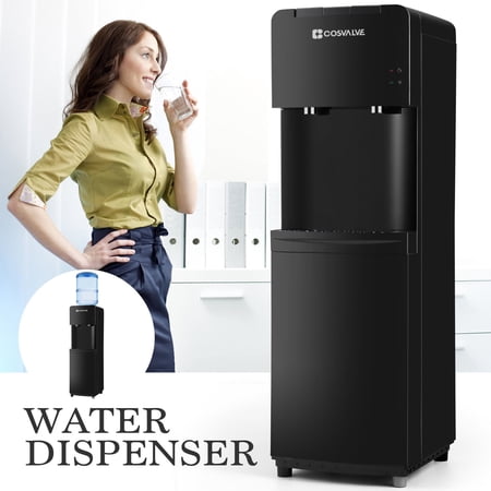 COSVALVE Top Loading 5 Gallon Hot/Cold Water Cooler Dispenser Compressor Refrigeration with Child Safety Lock(Black)