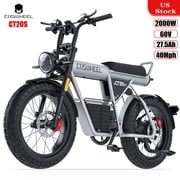 COSWHEEL CT20S Electric Bike for Adults,2000W Peak Motor 40Mph top speed,60V 27.5Ah Removable Battery,20 x 5.0 Fat Tires Mountain E Bike,Dual Suspension Hydraulic Disc Brakes UL2849