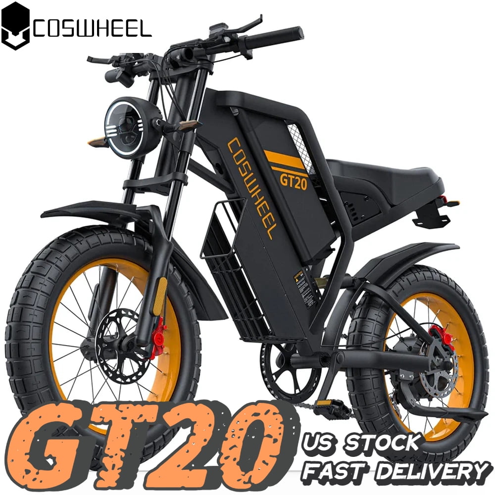 COSWHEEL GT20 1500W(Peak) Electric Bike for Adults, 48V Removable Battery Max Range 28MPH & 87 Miles Electric Motorcycle,All Terrain Fat Tires Electric Dirt Bike UL2849