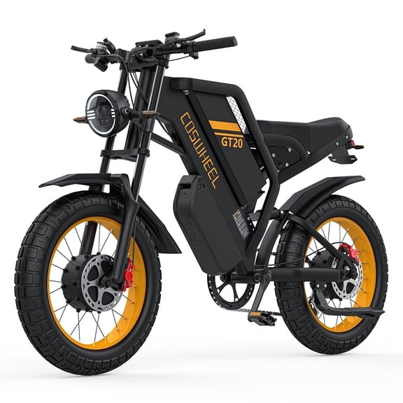 COSWHEEL GT20 Pro Electric Bike for Adults MTB 160Nm, with 48V/25Ah Removable Battery, Up to 31MPH & 145 Miles,UL2849, Electric Motorcycle with 7-Speed, 20" x 4.0 Fat Tire Ebikes for Adults