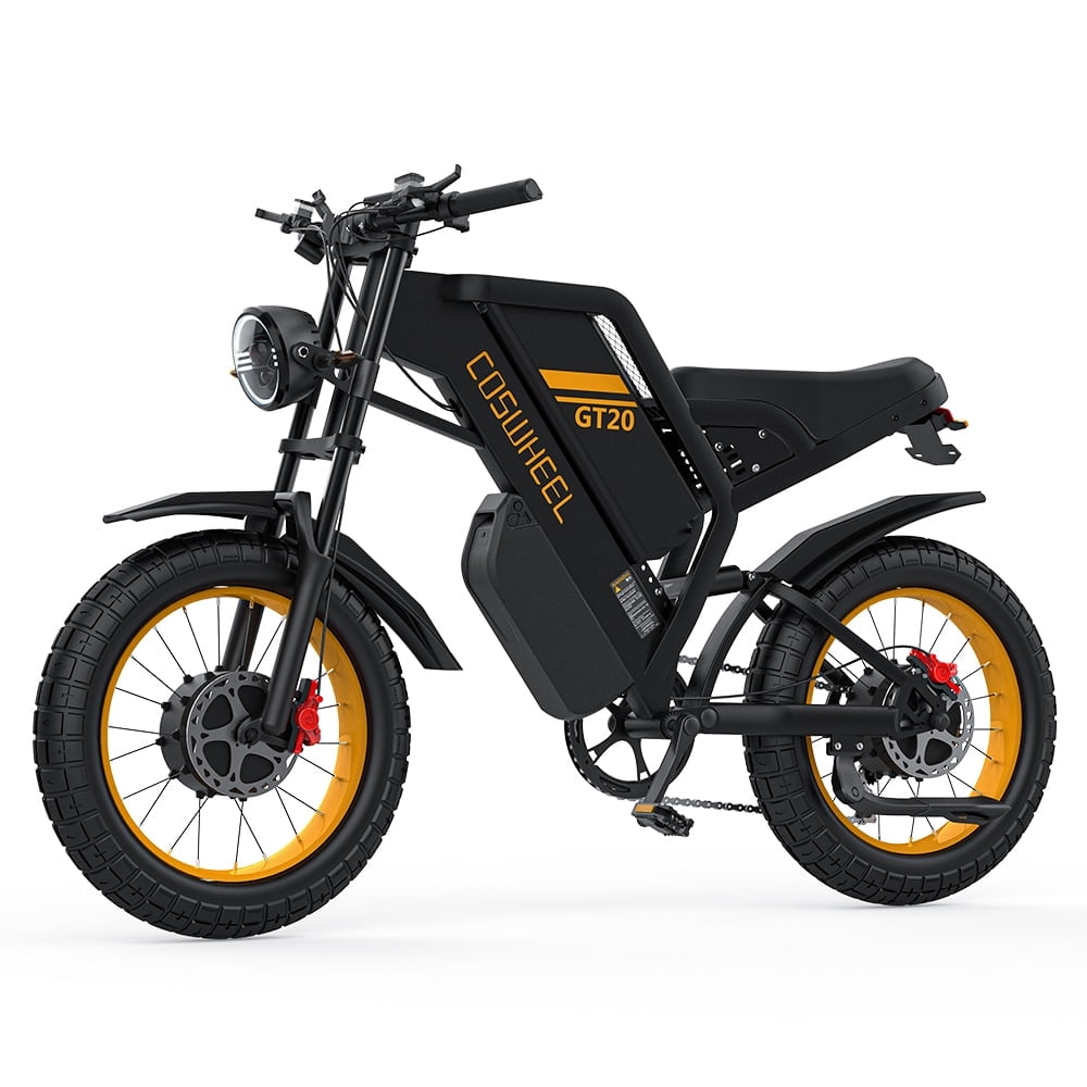3000W Peak Dual Motor COSWHEEL GT20 Pro Electric Bike for Adults, with 48V40Ah Removable Battery,Up to 37MPH & 145 Miles, Electric Motorcycle with 7-Speed, 20"x 4.0 Fat Tire Ebikes UL2849