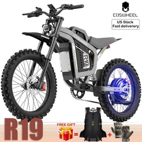 60MPH COSWHEEL R19 9000W Peak Electric Bike for Adults, 72V 40Ah Battery,124 Miles Range Electric motorcycle,Hydraulic Brakes Dual Suspension,19"all terrain tire UL2849