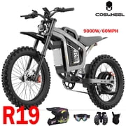 COSWHEEL R19 72V Electric Dirt Bike for Adults,40AH Battary 19"Off-Road Up to 60MPH 9000WPeak,Full Suspension UL2849 +Helmet