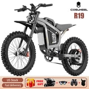 COSWHEEL R19 Adult Electric Dirt Bike Off-Road, 9000W Peak, 60 MPH, 72V 40Ah Battery, 19" Off-Road Tires, Full Suspension, UL2849