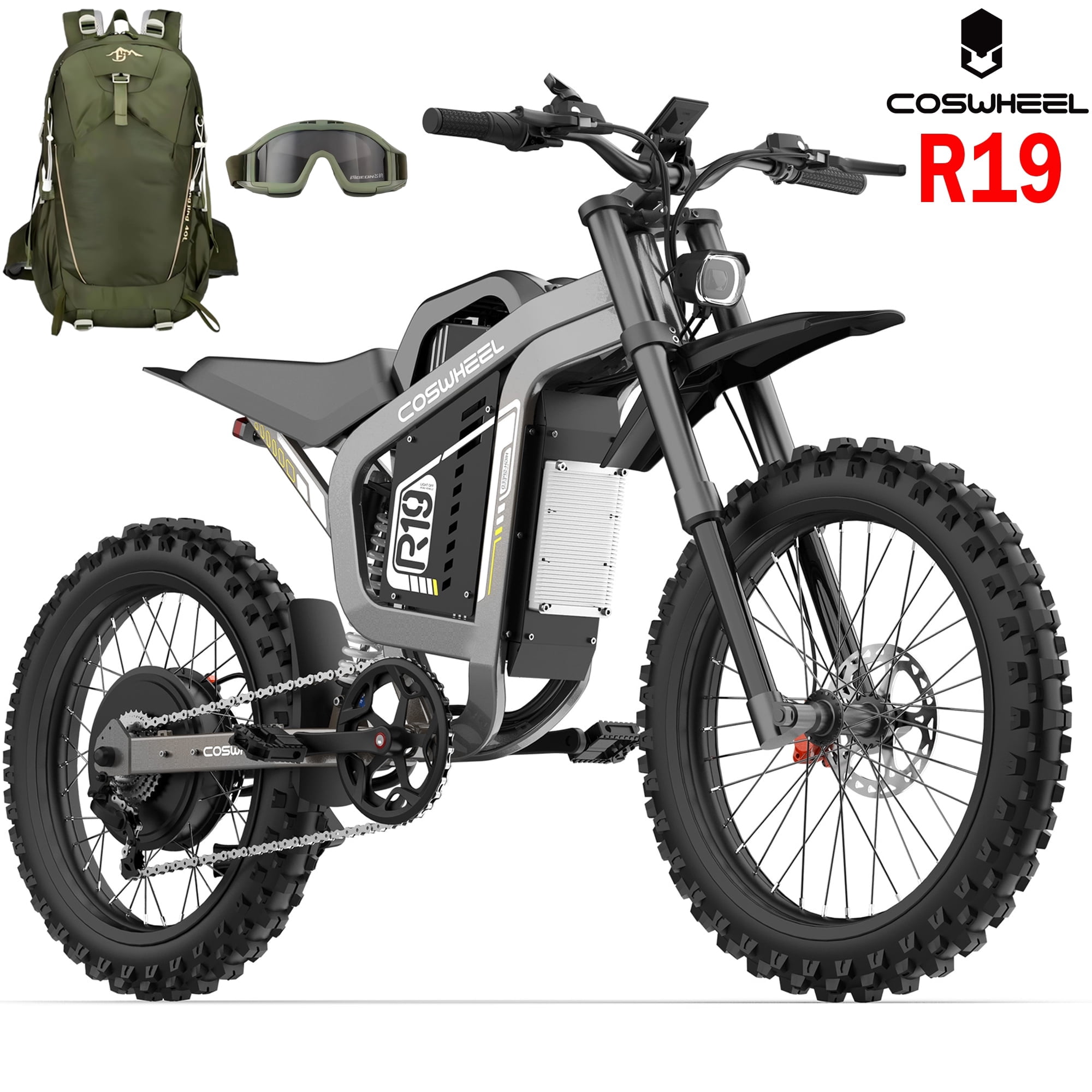 COSWHEEL R19 Electric Dirt Bike for Adults,9000W Peak Motor E-Motorcycle,72V 40Ah Battery,Up to 60MPH Off Road 19”Dirt Tires, Dual Suspension, Hydraulic Brakes