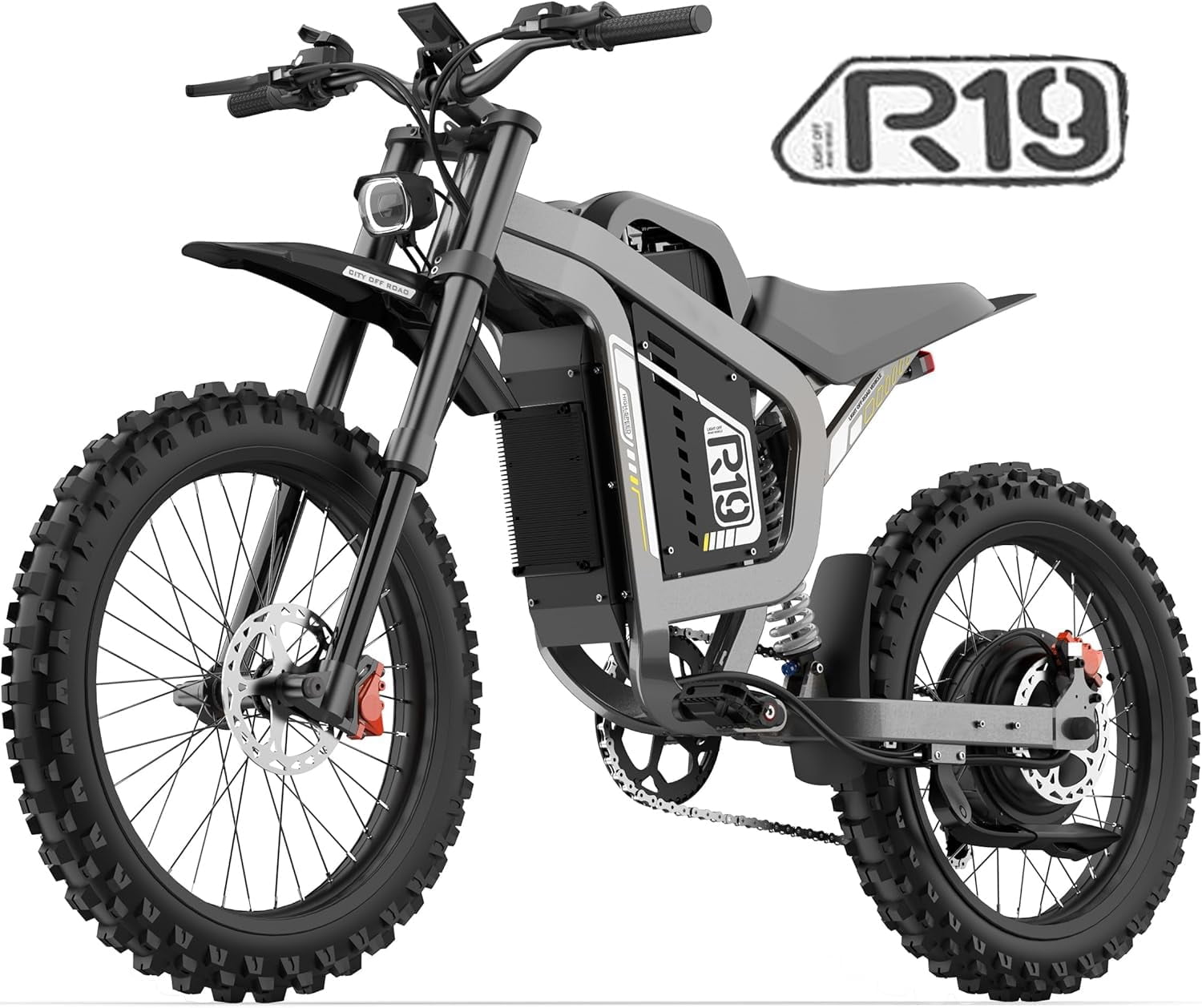 COSWHEEL R19 Electric Bike for Adults 6000W Peak 72V/40AH 46.6MPH 19x4 Light Off Road Dirtbike Style EBike for Cross Riding and Extended Adventures