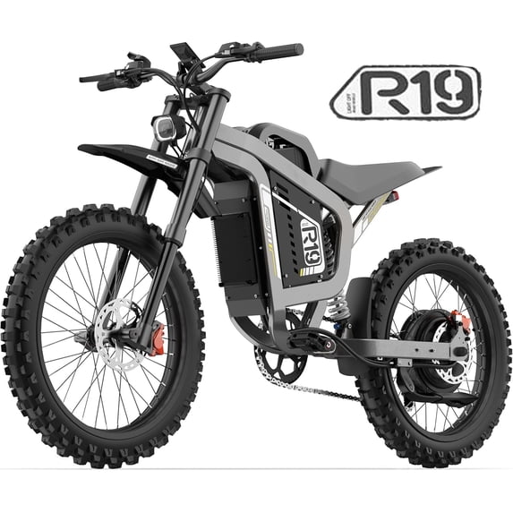 COSWHEEL R19 Electric Bike for Adults 6000W Peak 72V/40AH 46.6MPH 19x4 Light Off Road Dirtbike Style EBike for Cross Riding and Extended Adventures