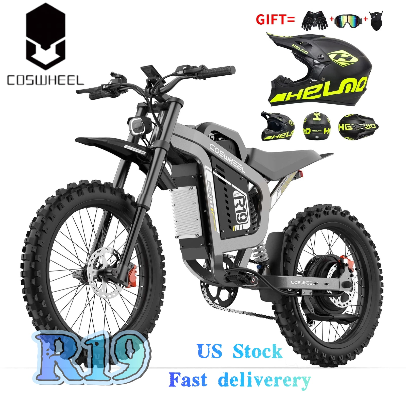 COSWHEEL R19 Electric Dirt Bike for Adults – 6000W Peak Motor,72V 40AH Battery,50 MPH Top Speed,124 Miles Range,Off-Road Electric Motorcycle,UL2849