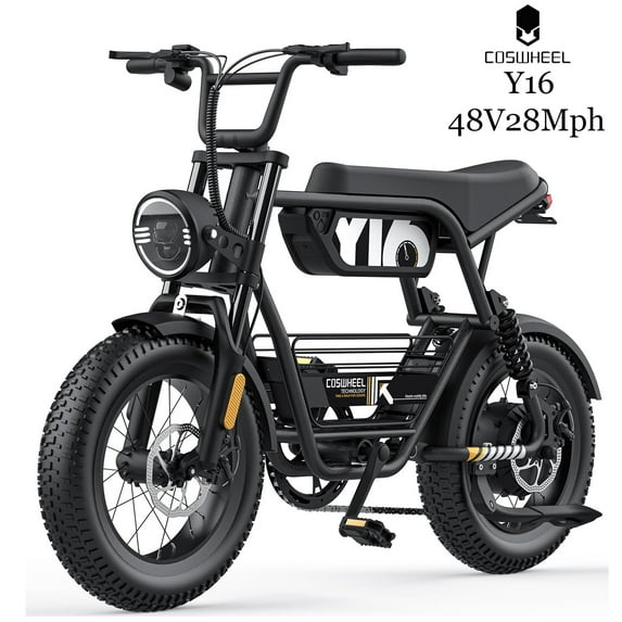 COSWHEEL Y16 28MPH Electric Bike for Adults,48V 15Ah Removable Battery Max Range 75 Miles,1000W Peak Moped Style Ebike,Electric Motorcycle, All-Terrain E Bike for Snow, Mountains, Sand, Road, UL2849
