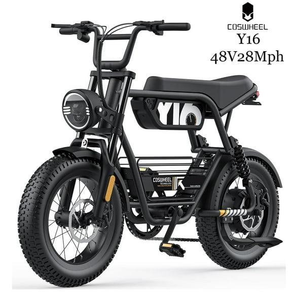 COSWHEEL Y16 28MPH Electric Bike for Adults,48V 15Ah Removable Battery Max Range 75 Miles,1000W Peak Moped Style Ebike,Electric Motorcycle, All-Terrain E Bike for Snow, Mountains, Sand, Road, UL2849