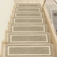 thumbnail image 1 of FloorHug 15pcs 28"X9" Non-Slip Stair Treads,Indoor Carpet Stair Runners Set for Wooden Steps,100% Polyester TPE Backing Stair Rugs Safety Mats for Dogs, Kids & Elders,Square Pattern,Beige, 1 of 8
