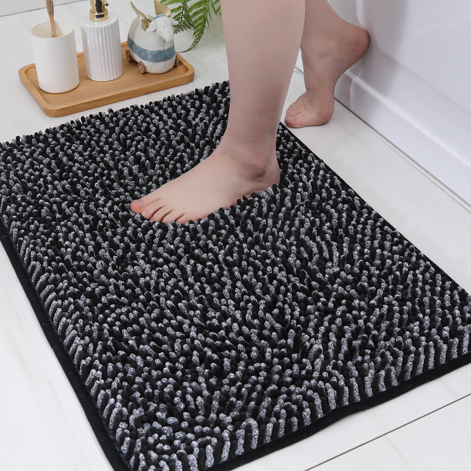 2-Piece Kitchen Mat Set - Non-Slip, Washable Rugs 24x36 & 24x60 In Dark Gray