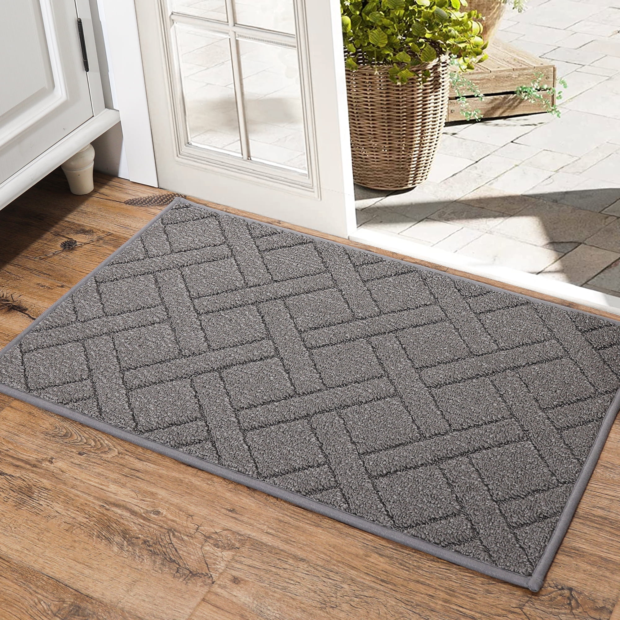 KUETH Modern Area Rug 2x3 Doormat, Low Pile Machine Washable Rugs