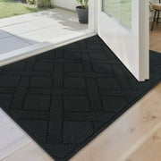 Floor Hug Indoor Dog Doormat, 20"x32", Non-Slip Front Door Mat for Entrance, Absorbent Resist Dirt Door Rug for Inside, Low-Profile Welcome Mat, Entryway Rug Machine Washable, Black