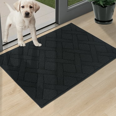 COSY HOMEER Indoor Dog Doormat, 20"x32", Non-Slip Front Door Mat for Entrance, Absorbent Resist Dirt Door Rug for Inside, Low-Profile Welcome Mat, Entryway Rug Machine Washable, Black