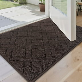 Floor Hug Indoor Dog Doormat, 20"x32", Non-Slip Front Door Mat for Entrance, Absorbent Resist Dirt Door Rug for Inside, Low-Profile Welcome Mat, Entryway Rug Machine Washable, Brown